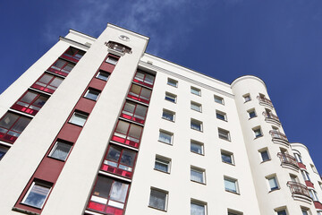 New modern architectural building house, view of modern real estate homes. City construction concept.