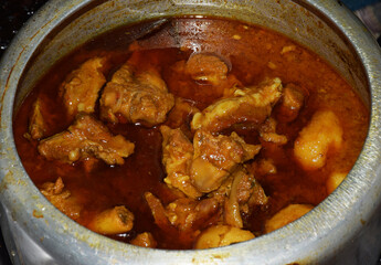  Indian Mutton Masala or Mutton Curry or Rogan Josh in Spicy form. Close up Shot