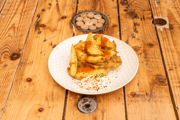 Patatas bravas typical of Spain