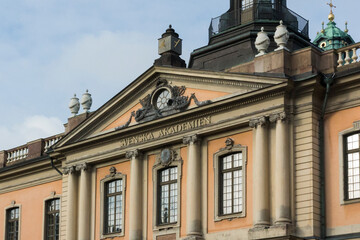 Fototapeta na wymiar STOCKHOLM - 17 FEBRUARY 2018: The Swedish Academy was founded in 1786 to advance Swedish literature and language. It has awarded the Nobel prize for literature since 1901.