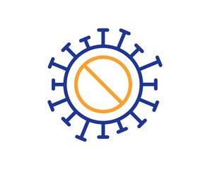 Coronavirus no vaccine line icon. Covid-19 pandemic virus sign. Corona virus symbol. Colorful thin line outline concept. Linear style coronavirus icon. Editable stroke. Vector