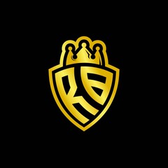 RB monogram logo with shield and crown style design template