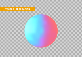 Sphere is three-dimensional geometric shape isolated with colorful hologram chameleon color gradient. 3d objects round ball. vector illustration.