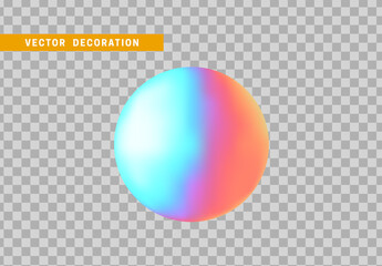 Sphere is three-dimensional geometric shape isolated with colorful hologram chameleon color gradient. 3d objects round ball. vector illustration.