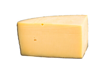 Piece of cheese on a white background, isolated.