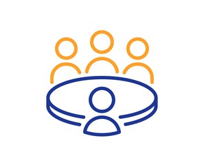 Meeting results line icon. Business teamwork sign. Group people symbol. Colorful thin line outline concept. Linear style meeting icon. Editable stroke. Vector