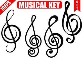 Musical key icon set. Musical note icon set.