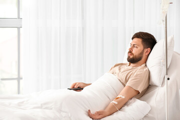 Young man in hospital room