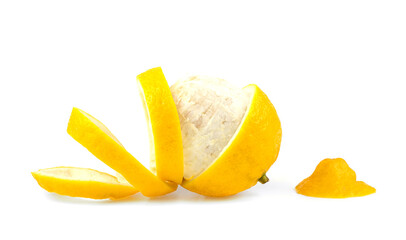 Lemon zest on a white background, isolated.