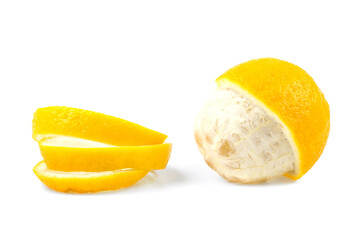 Lemon zest on a white background, isolated.
