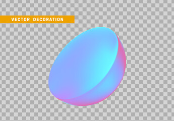 Semi sphere isolated with colorful hologram chameleon color gradient. 3d objects geometric shape. vector illustration