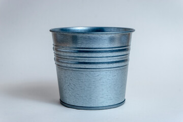 stainless steel pot on white background