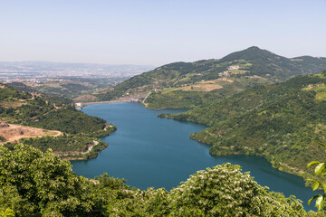 Fototapeta na wymiar View of Yuvacik Dam Lake in Kocaeli province of Turkey. The artificial lake provides water for the city of Izmit, Kocaeli.