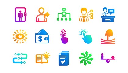 Obraz premium Timeline path, Cash wallet. Artificial intelligence, Balance and Refer friend icons. Classic icon set. Gradient patterns. Quality signs set. Vector