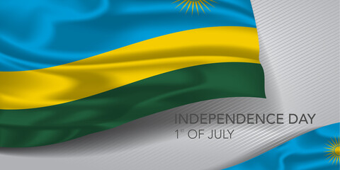 Rwanda happy independence day greeting card, banner with template text vector illustration