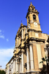 Facade of Saint Dominic Church in Palermo, Sicily Island in Italy