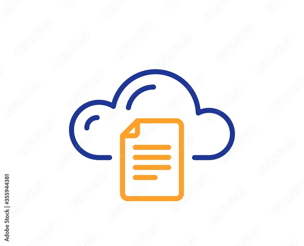 Poster file data storage line icon. cloud computing sign. document hosting technology symbol. colorful thin