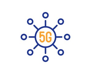 5g technology line icon. Wifi wireless network sign. Mobile data transmission symbol. Colorful thin line outline concept. Linear style 5g technology icon. Editable stroke. Vector