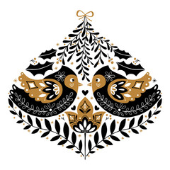 Christmas illustration in Scandinavian style, greeting card