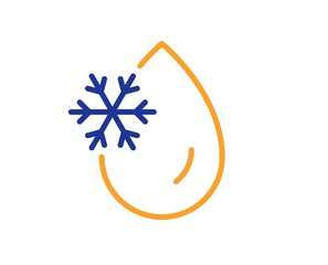 Freezing water line icon. Freeze cold temperature sign. Fridge function symbol. Colorful thin line outline concept. Linear style freezing water icon. Editable stroke. Vector