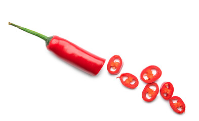 Hot chili pepper on white background