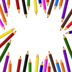 Fototapeta premium Colorful pencil on the white background, rainbow colors. Vector template illustration