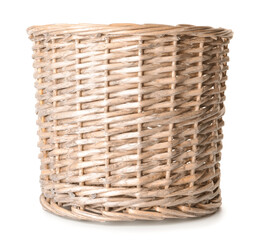 Wicker basket on white background