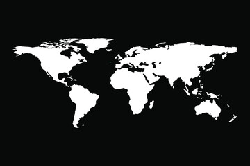 Fototapeta na wymiar world map white color on dark background, vector illustration 