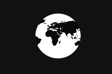 black and white illustration of planet earth, on dark background, icon, symbol, vector illustration
