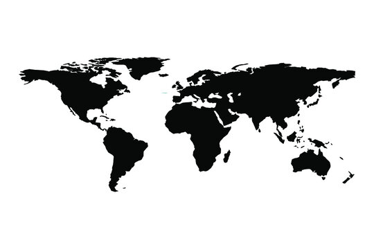 image of world black color, emblem, map, logo, science, vector illustration
