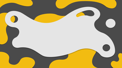 Vector abstract geometric banner. Yellow and white flowing forms on a gray background. In the style of paper art. Copyspace.