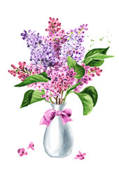 Bouquet of lilac flowers in the vase