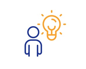 Business idea line icon. Human with lightbulb sign. symbol. Colorful thin line outline concept. Linear style group people icon. Editable stroke. Vector