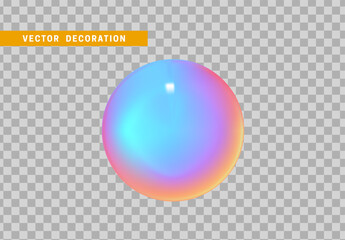 Sphere is three-dimensional geometric shape isolated with colorful hologram chameleon color gradient. 3d objects round ball. vector illustration.