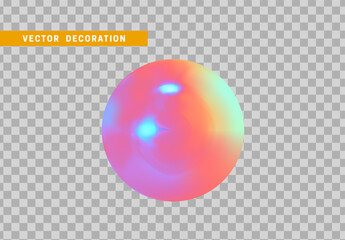 Sphere is three-dimensional geometric shape isolated with colorful hologram chameleon color gradient. 3d objects round ball. vector illustration.
