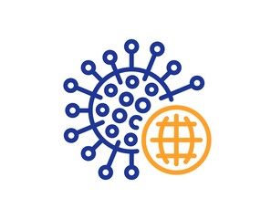 Coronavirus pandemic line icon. Covid-19 global virus sign. Corona virus symbol. Colorful thin line outline concept. Linear style coronavirus icon. Editable stroke. Vector