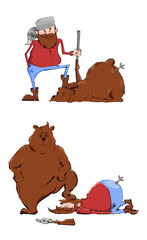 Set with hunter and bear.