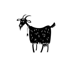 Goat icon. Farm animal. Black vector silhouette.