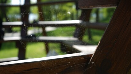 Spider web made on the children playground