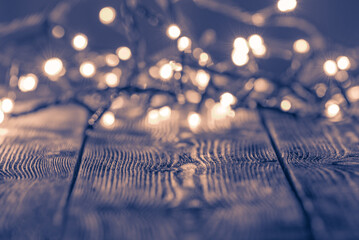 lights on a wooden surface