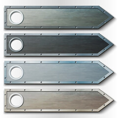 Set of horizontal metal plates for banners and headers.
