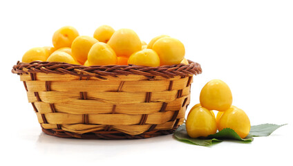 Yellow sweet cherries.