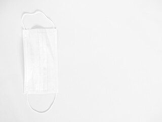 Sanitary mask  on white background with copy space
