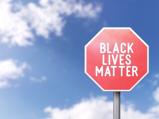 Black lives matter - Road sign on blue sky background