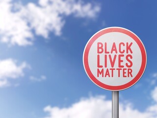 Black lives matter - Road sign on blue sky background
