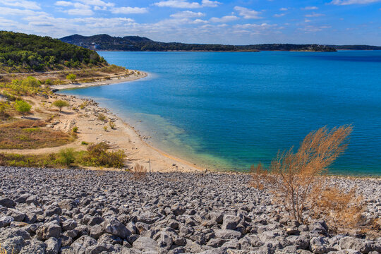 Canyon Lake Close To San Antonio, New Braunfels, San Marcos And Wimberley In The Texas Hill Country. It Is Part Of The Guadalupe River. You Can Walk On The Dam. There Are Many Beaches On The Shores.