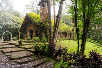 Chapel at the Selva Negra in the Cloud, humid forest with living roof, in the central mountain area of Nicaragua.