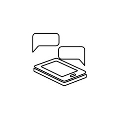 Chatting icon. Sending text message sign. Speech bubble symbol for web and mobile design element.