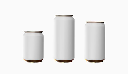 Set of realistic white iron cans