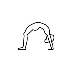 wheel pose, yoga line illustration icon on white background